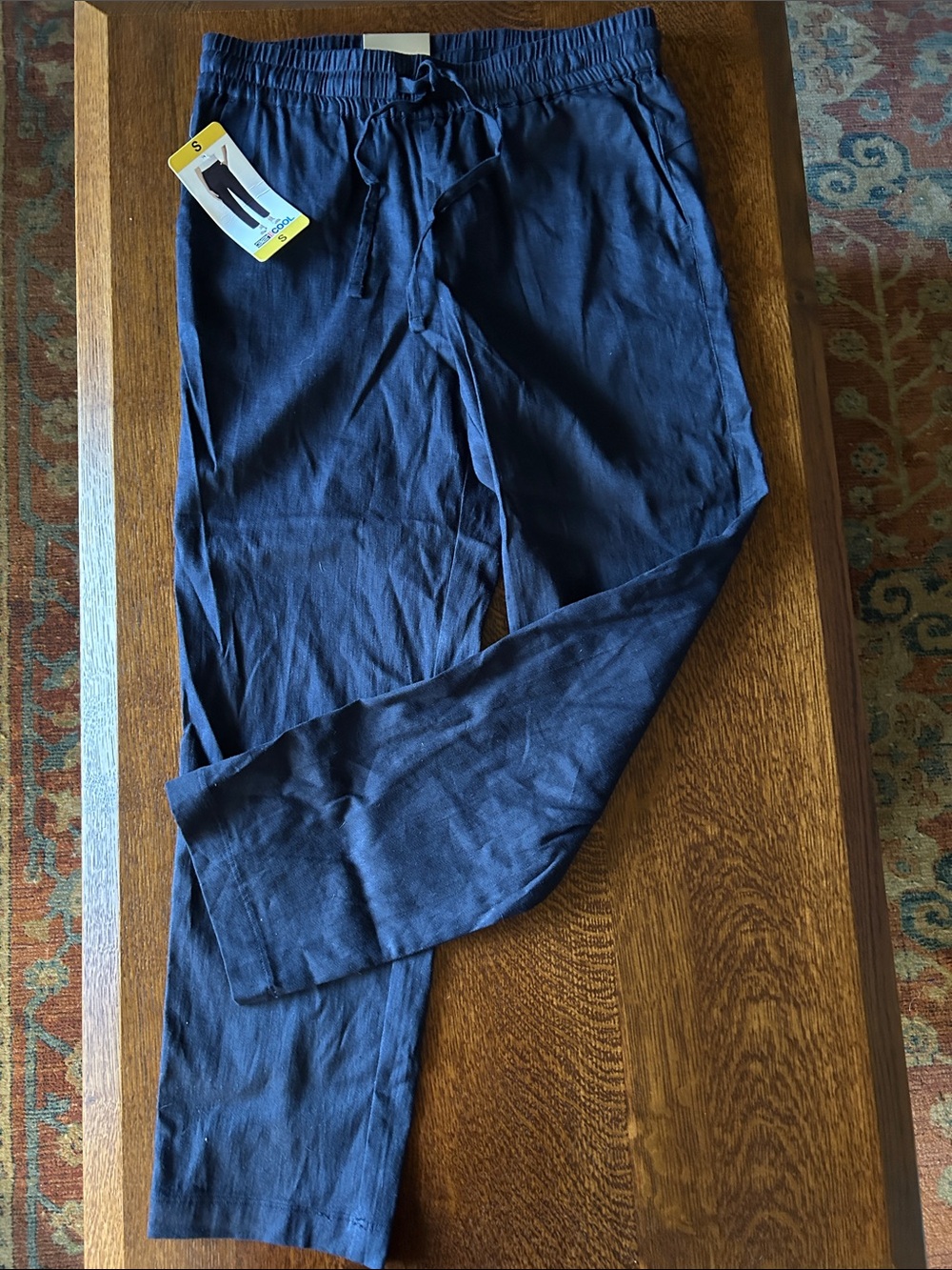 32 Degrees Indigo Straight Leg Drawstring Linen Blend Pants